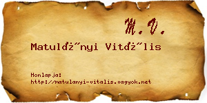 Matulányi Vitális névjegykártya